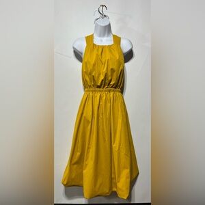 Banana Republic Bubble Hem Taffeta Mustard Yellow Midi Dress‎ Size XSP NWT